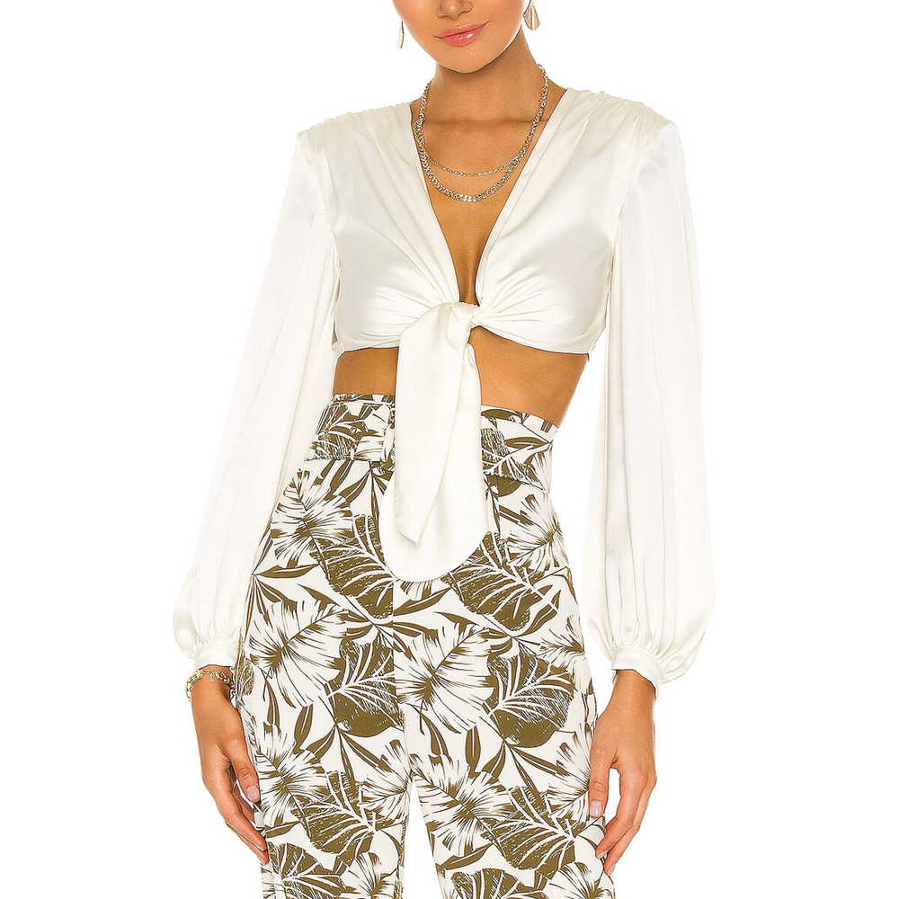 Bronx And Banco 'Tie' White Blouse Size S - NWT